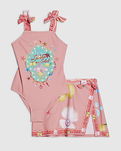 Girls Orange La Vie Au Soleil Swim Set