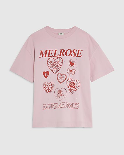 Girls Pink Melrose Love Heart T-Shirt