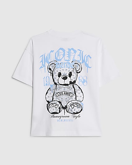 Boys White Bandana Bear T-Shirt