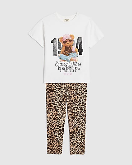 Mini Girls White 1994 Bear T-Shirt Set