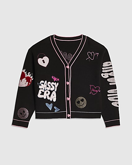 Girls Black Sassy Era Cardigan