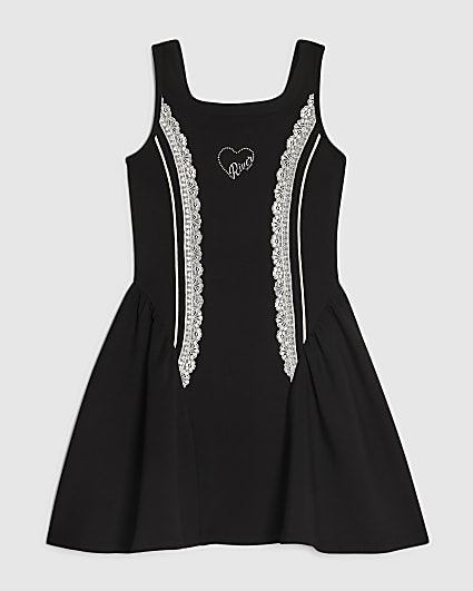 Girls Black Premium Prom Lace Dress