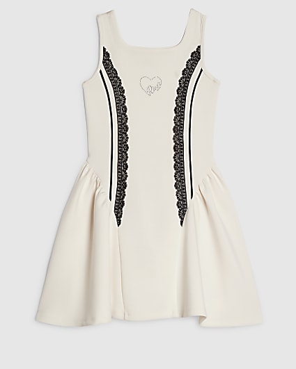 Girls Cream Premium Prom Lace Dress