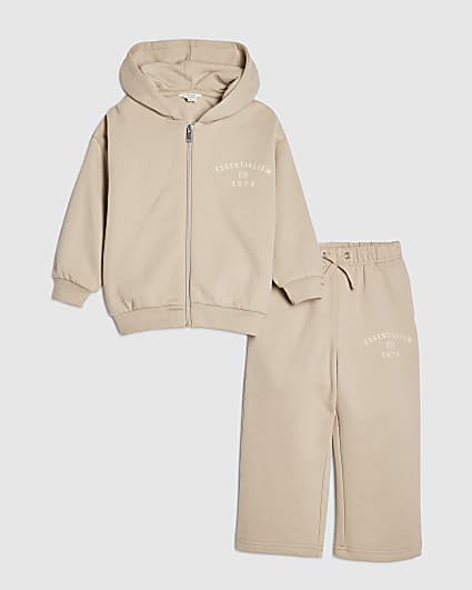 Mini Boys Beige Essentialism Hoodie Set