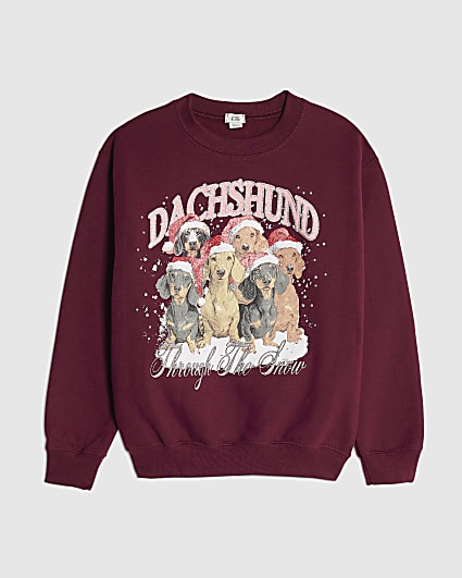 Girls Red Dachsund Dog Sweatshirt