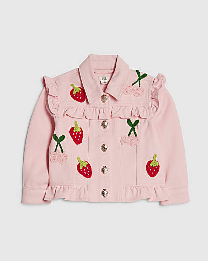 Mini Girls Pink 3D Fruit Crochet Jacket