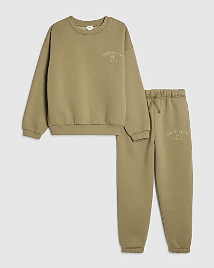Boys Khaki Essentialism Sweatshirt Set