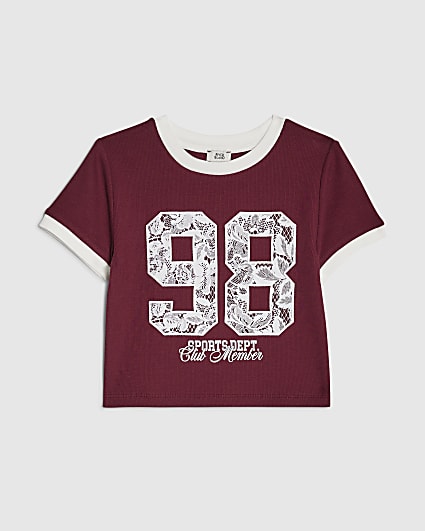 Girls Red Lace Number 98 T-Shirt