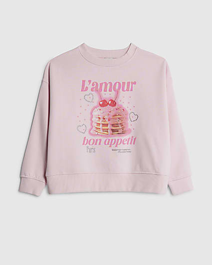 Girls Pink L'amour Paris Pancakes Sweatshirt