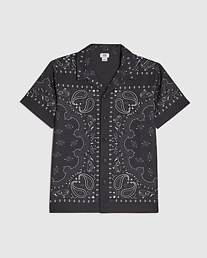 Boys Black Bandana Print Shirt