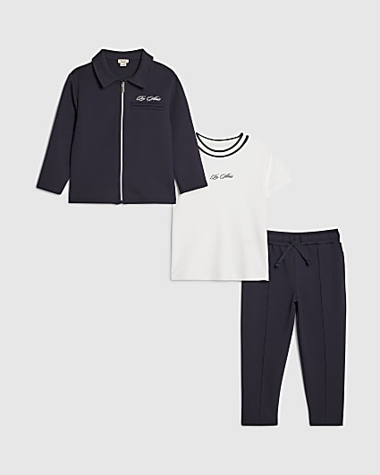 Mini Boys Navy Jacket 3 Piece Set