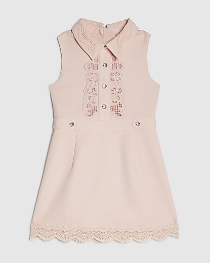 Mini Girls Pink Lace Collar Dress