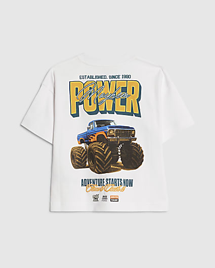 Mini Boys White Monster Truck T-Shirt