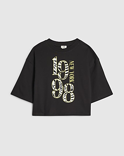 Girls Black 1998 Zebra Infill T-Shirt