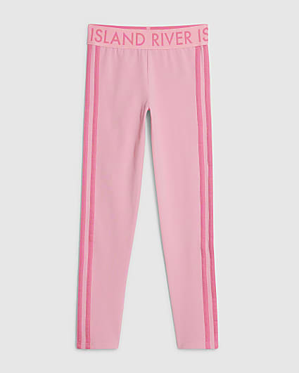 Girls Pink Side Stripe Leggings