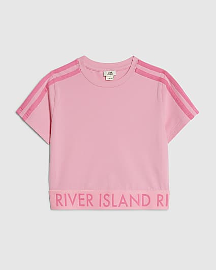 Girls Pink Side Stripe Top