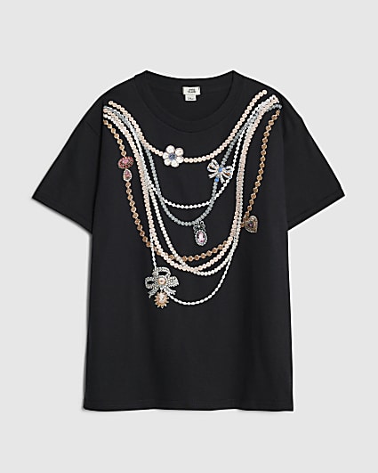 Girls Black Necklace T-Shirt