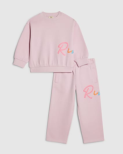 Mini Girls Pink River Sweatshirt Set