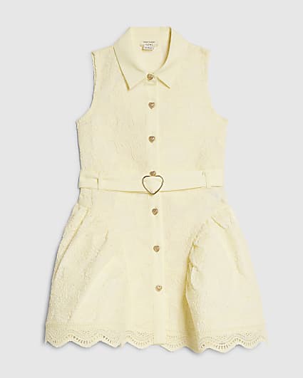 Mini Girls Pink Bow Lace Belted Dress