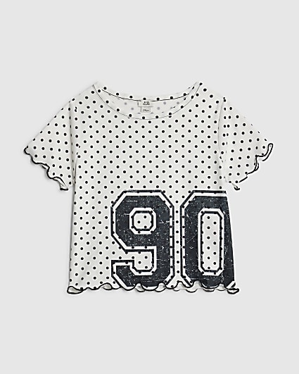 Girls Black Polka Dot Number 90 T-Shirt