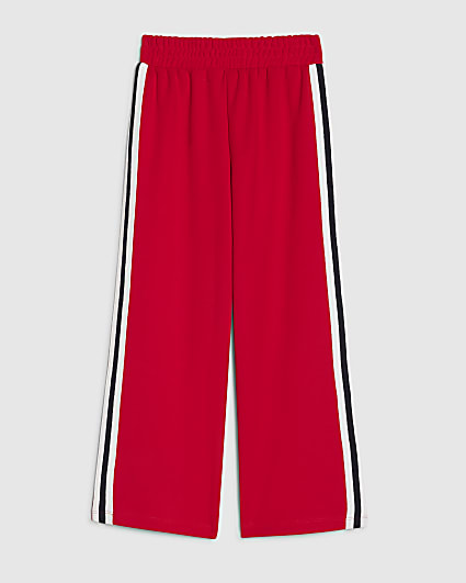 Girls Red Side Tape Wide Leg Trousers
