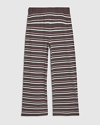Girls Brown Stripe Wide Leg Trousers