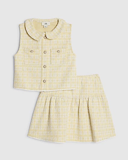 Girls Yellow Boucle Skirt Set