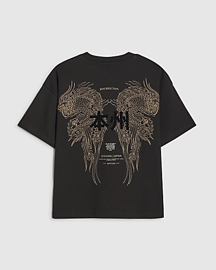 Boys Black Dragon Japanese T-Shirt