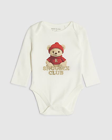 Baby Cream Snuggle Club Bear Bodysuit