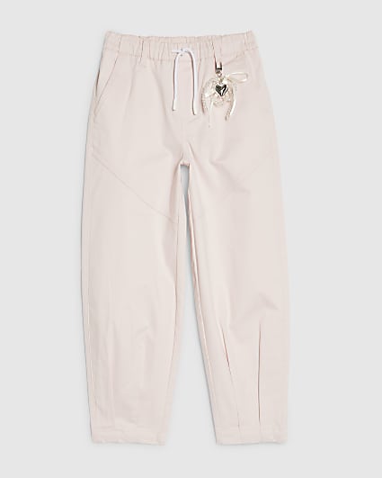 Girls Pink Twill Keyring Cargo Trousers