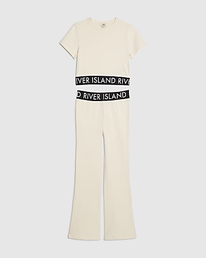 Girls Cream RI Waistband T-Shirt Set