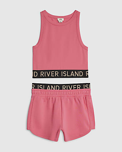 Girls Pink Tank Top and Shorts Set