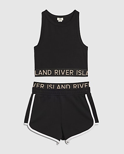Girls Black RI Tank And Shorts Set