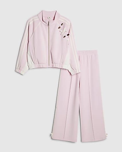 Girls Pink Pink Rosette Tracksuit Set