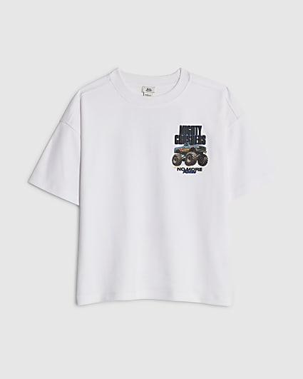 Boys White Mighty Crushers Truck T-Shirt