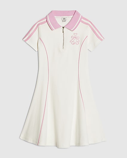 Girls Cream Cherry Polo Dress