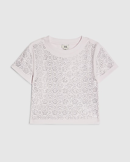 Girls Pink RI Diamante T-Shirt