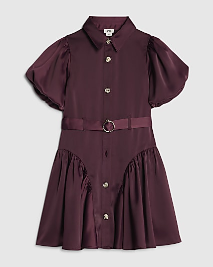 Girls Red Satin Prom Dress