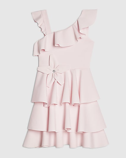 Girls Pink Asymmetric Dress