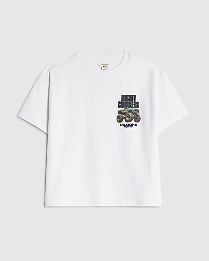 Mini Boys White Mighty Crushers Truck T-Shirt