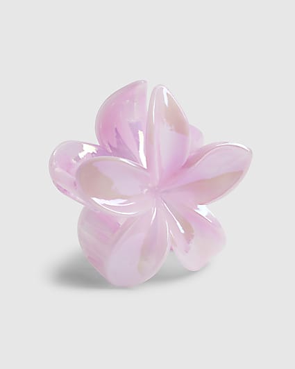 Girls Pink Marble Floral Hair Claw Clip
