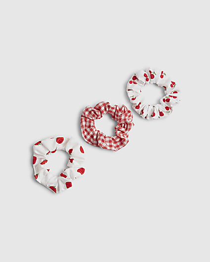 Girls Red Print Pack of 3 Scruchies