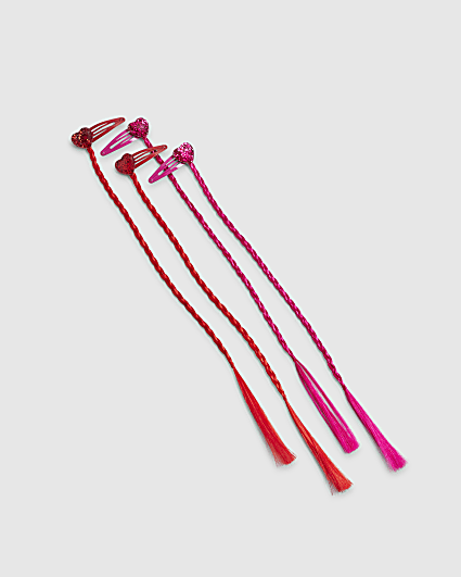Girls Red Faux Hair Heart Hairband Pack of 3