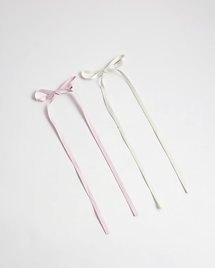 Girls Pink Bow Hair Clips Pack of 2