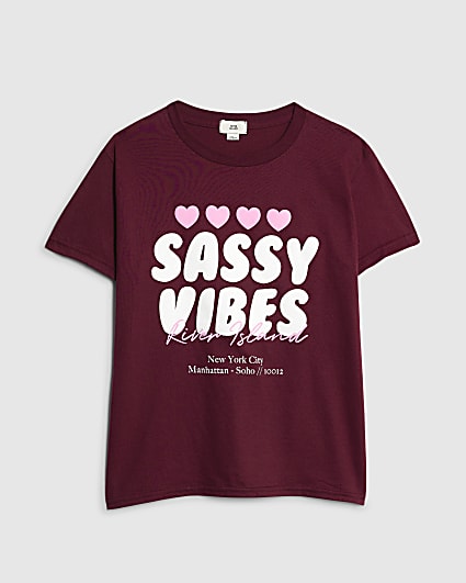 Girls Red Sassy Vibes T-Shirt
