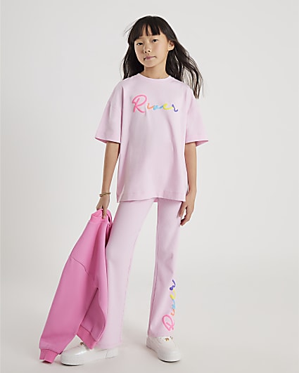 Girls Pink River T-Shirt And Trousers Set