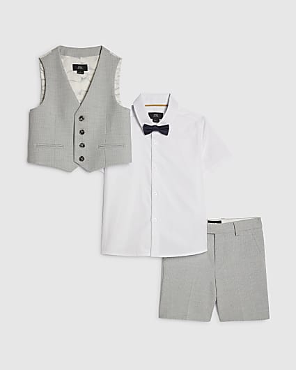 Mini Boys Blue Tailored Waistcoat 4 Piece Set