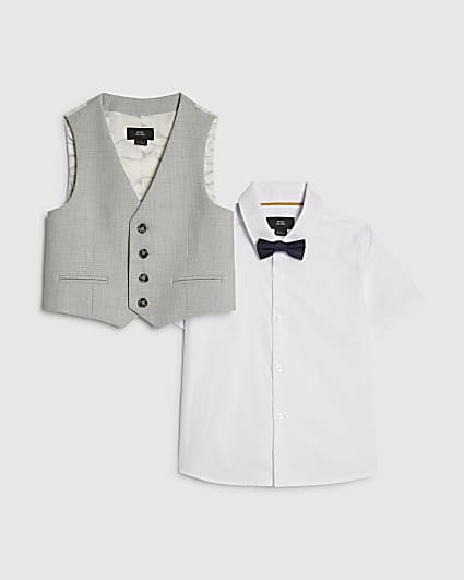 Mini Boys Blue Tailored Waistcoat 3 Piece Set
