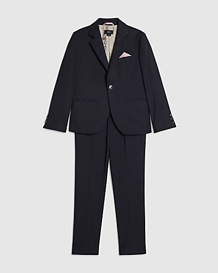 Boys Navy Tailored Suit Jacket Set