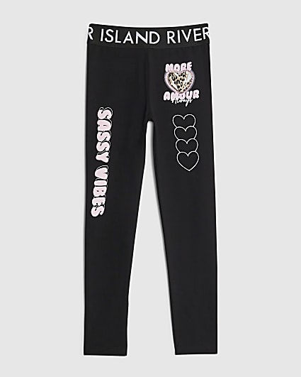 Girls Black Sassy Vibes Leggings